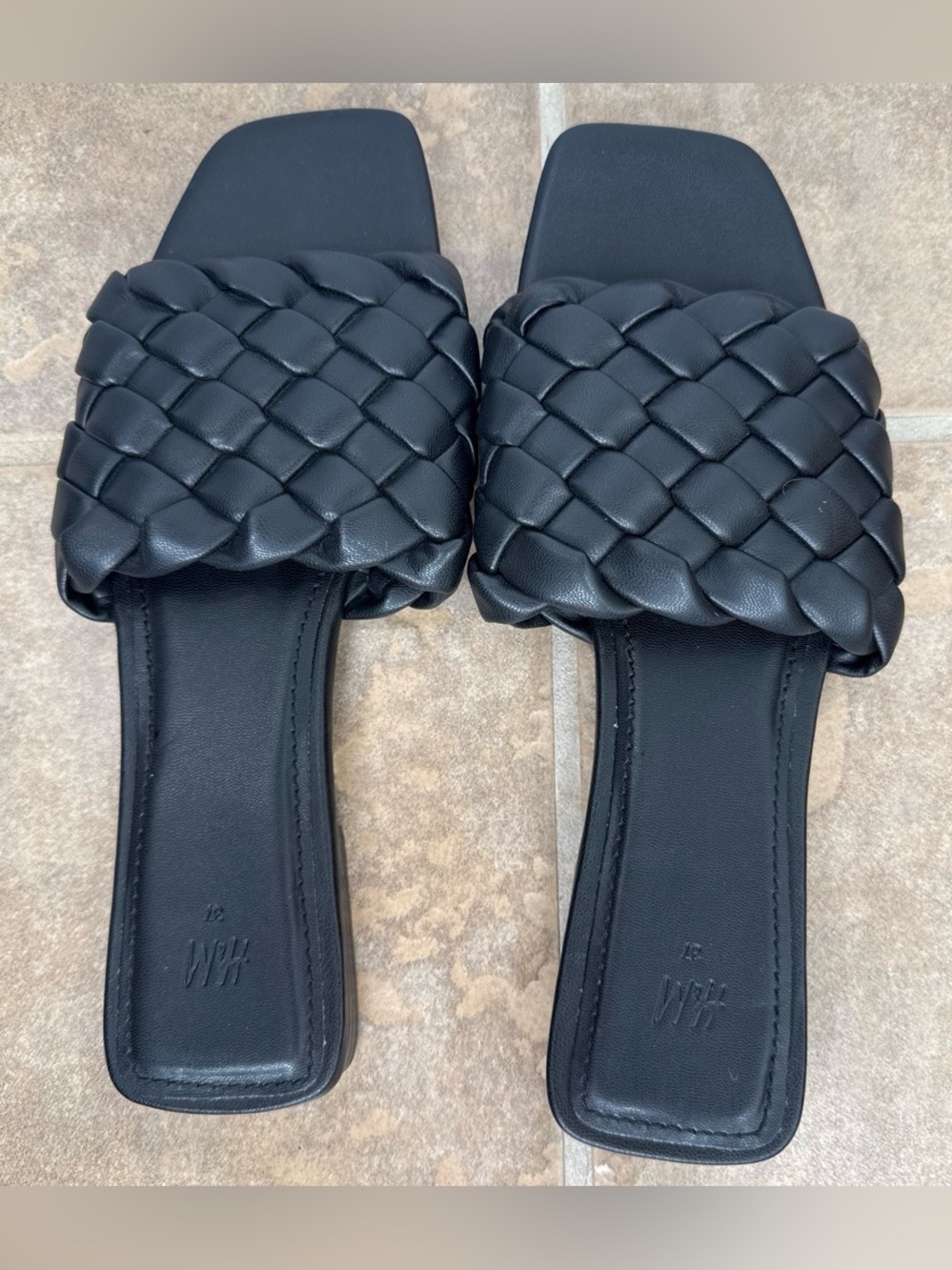 H&M Black Braided Slide Sandals